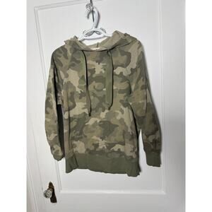 Hippie Rose Oversized Slouchy Green Camo Hoodie Sweatshirt Women's Small